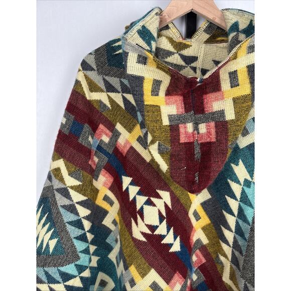 Galapagos Confecciones Colorful Handmade Poncho O/S Aztec Geometric Wool Blend - Picture 8 of 11